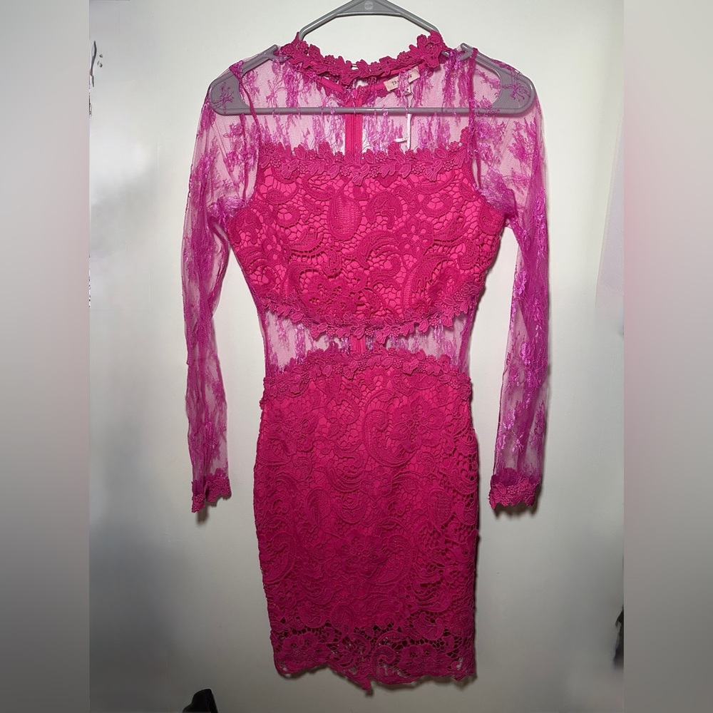 The Sang NWT Long Sleeve Mesh Lace Cut Out Mini Dress size Small